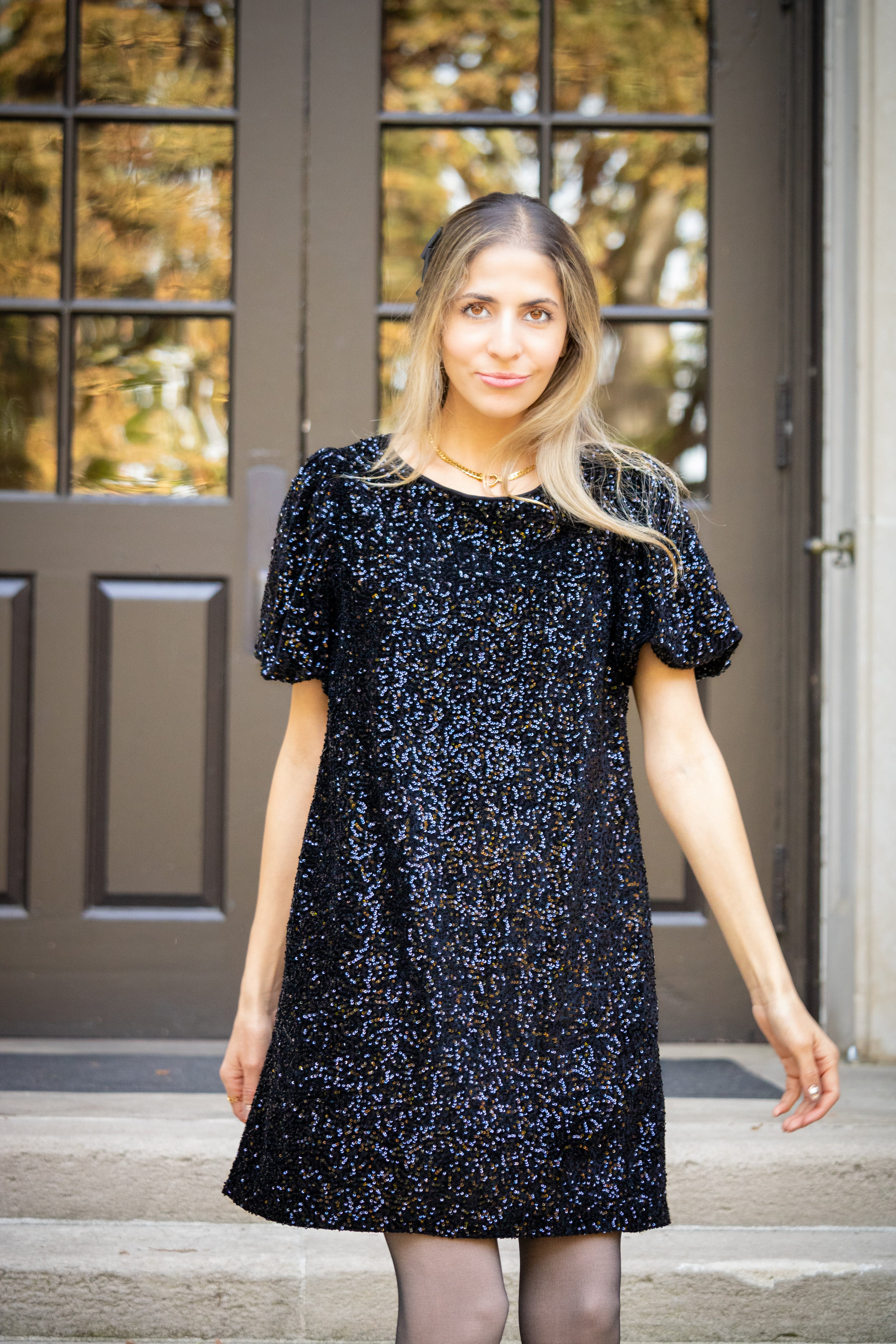 Sequin Shirt Dress In Swifty Midnight -FINAL SALE-( Size S left)