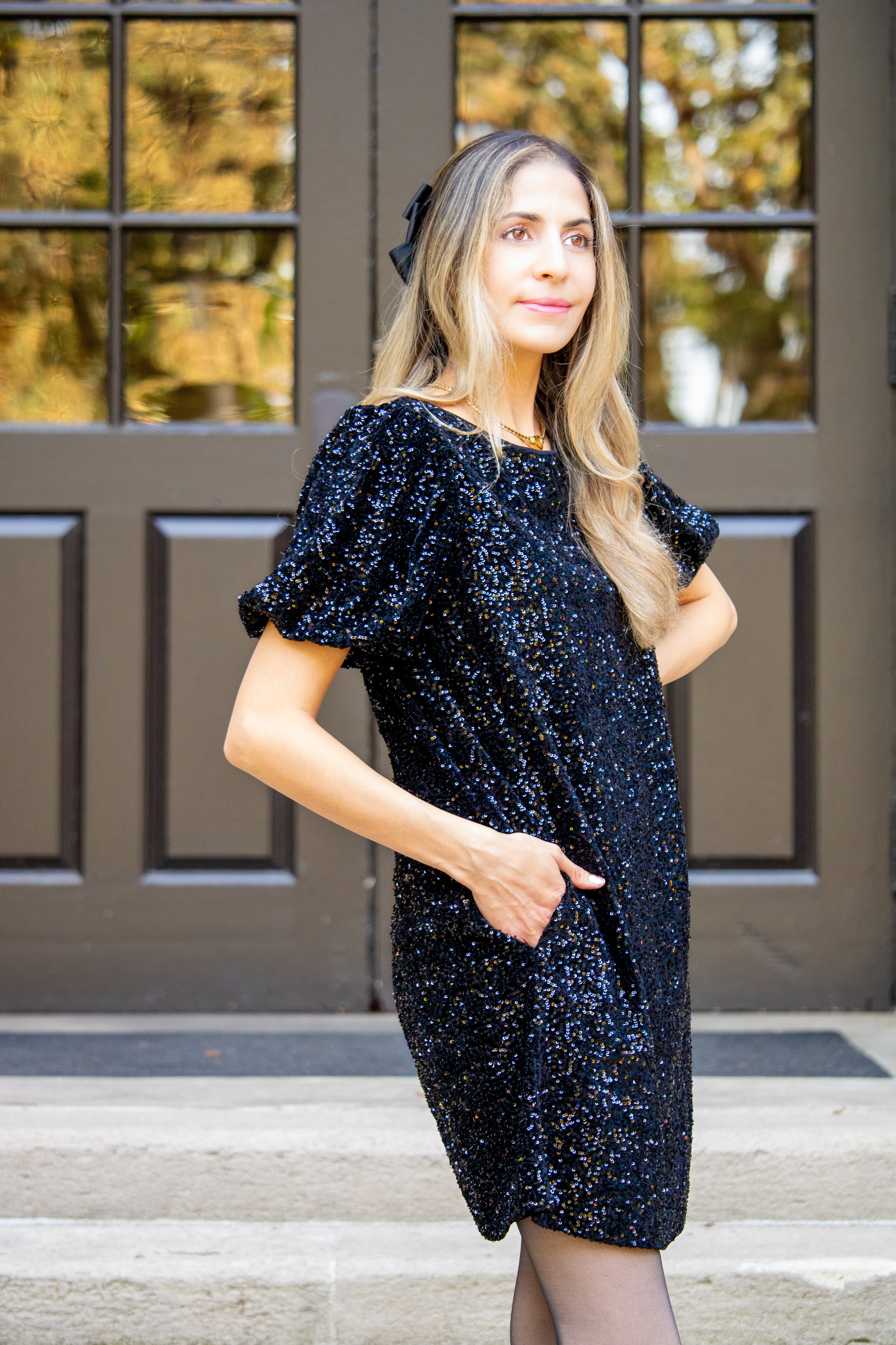 Sequin Shirt Dress In Swifty Midnight -FINAL SALE-( Size S left)