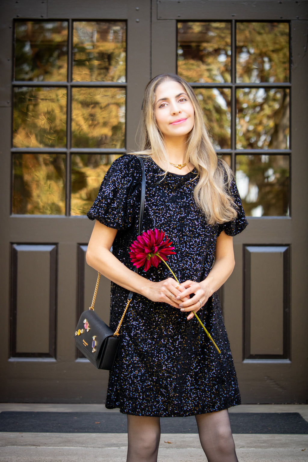 Sequin Shirt Dress In Swifty Midnight -FINAL SALE-( Size S left)