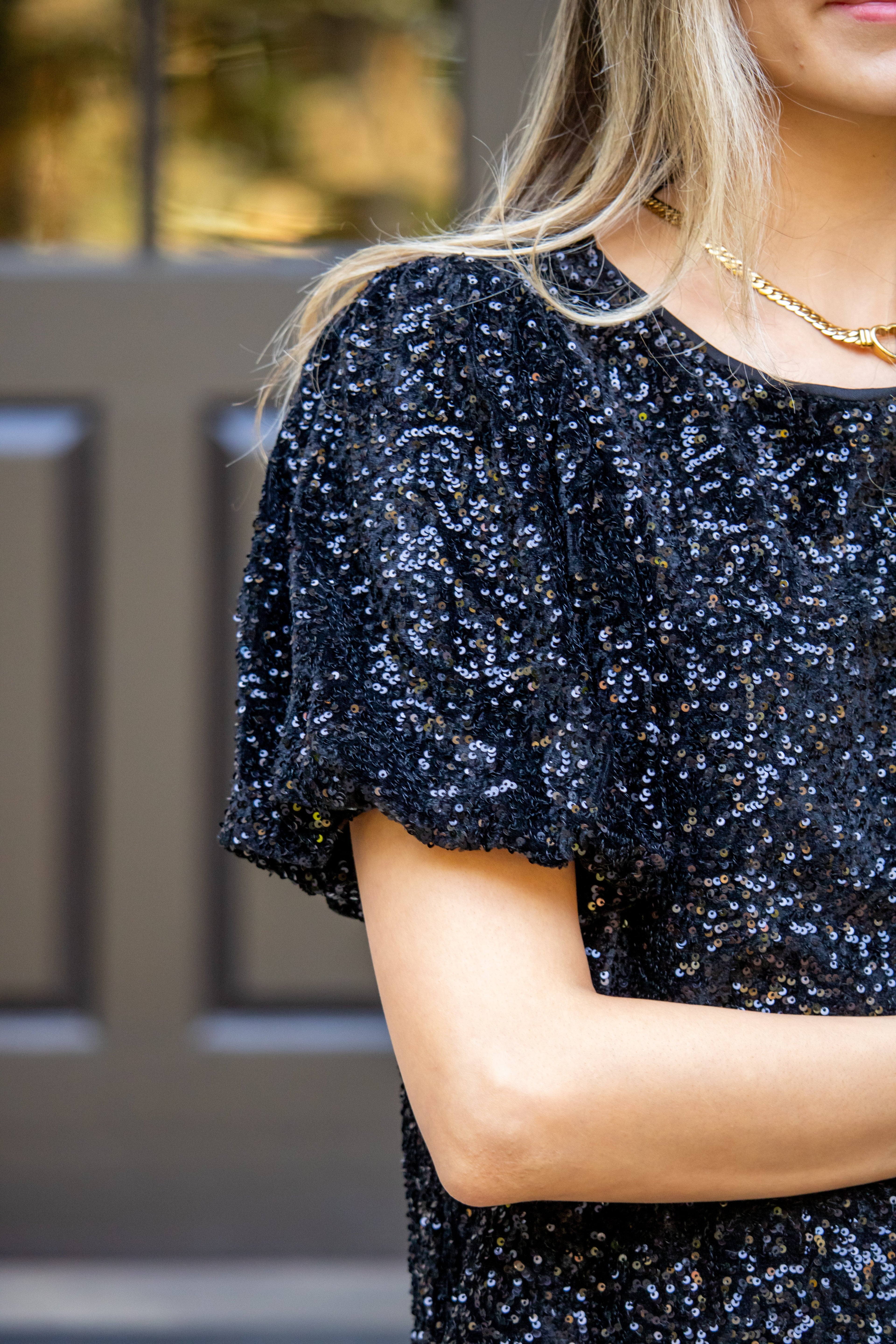 Sequin Shirt Dress In Swifty Midnight -FINAL SALE-( Size S left)