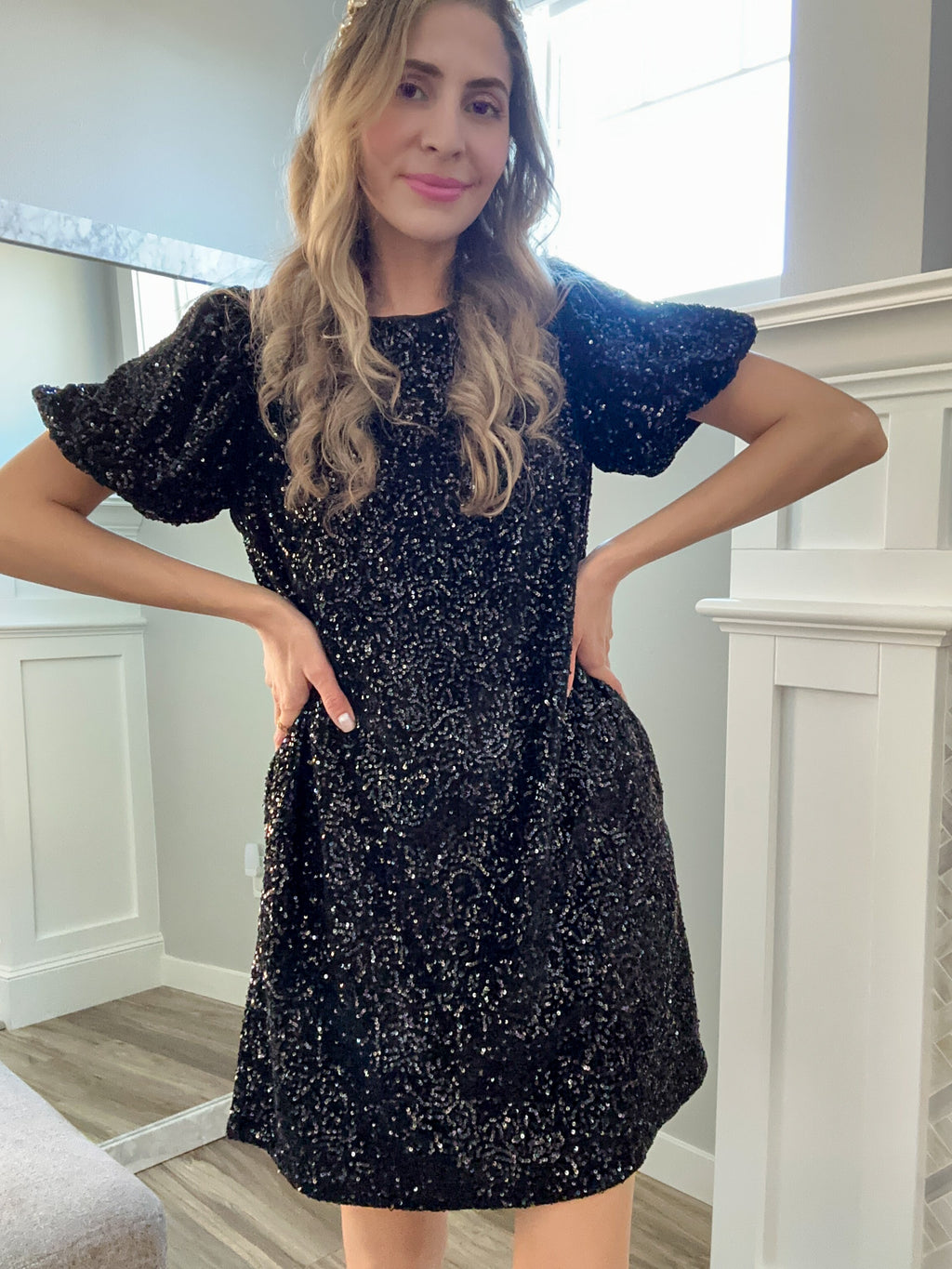 Sequin Shirt Dress In Swifty Midnight -FINAL SALE-( Size S left)