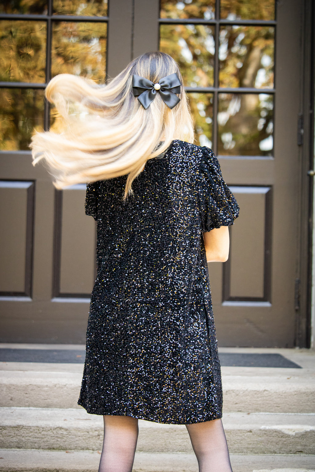 Sequin Shirt Dress In Swifty Midnight -FINAL SALE-( Size S left)