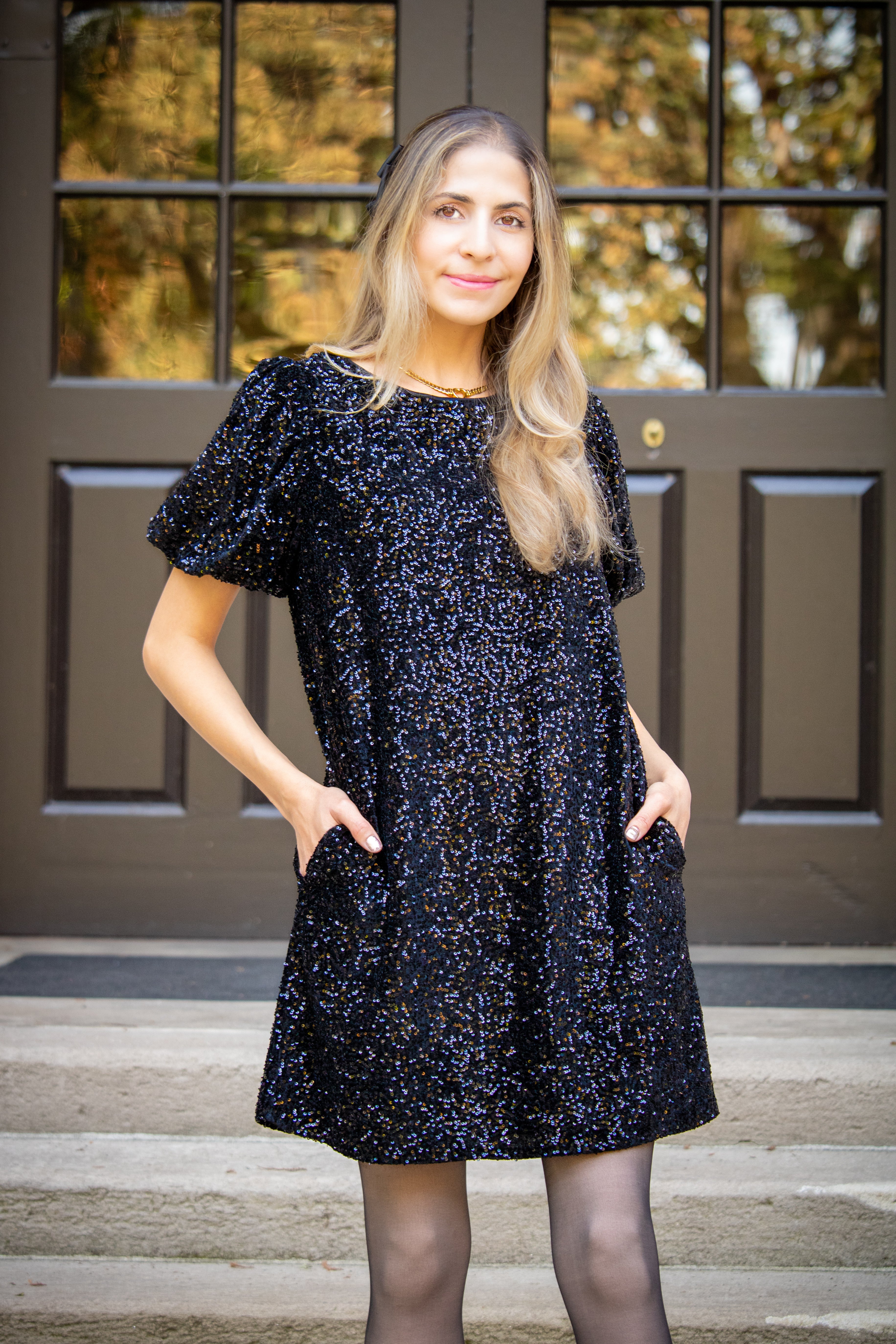 Sequin Shirt Dress In Swifty Midnight -FINAL SALE-( Size S left)