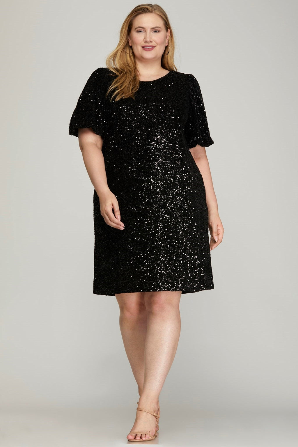 Sequin Shirt Dress In Swifty Midnight -FINAL SALE-( Size S left)