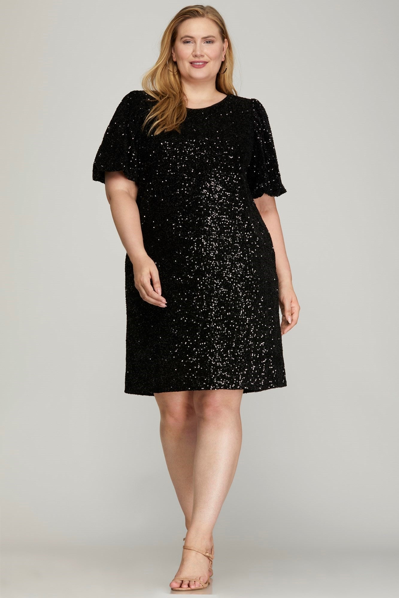 Sequin Shirt Dress In Swifty Midnight -FINAL SALE-( Size S left)