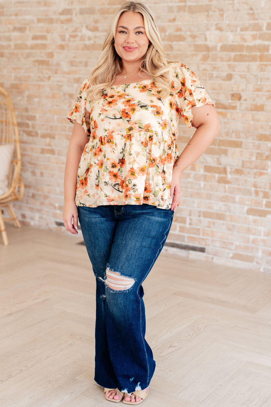 Fields Of Gold Square Neck Floral Blouse
