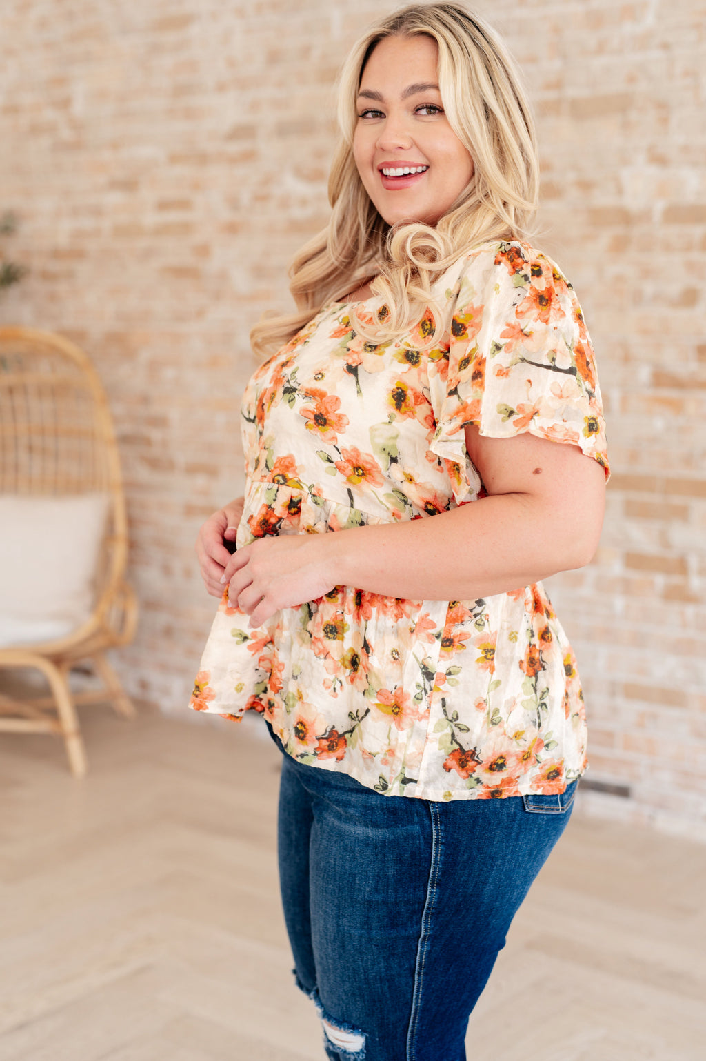 Fields Of Gold Square Neck Floral Blouse