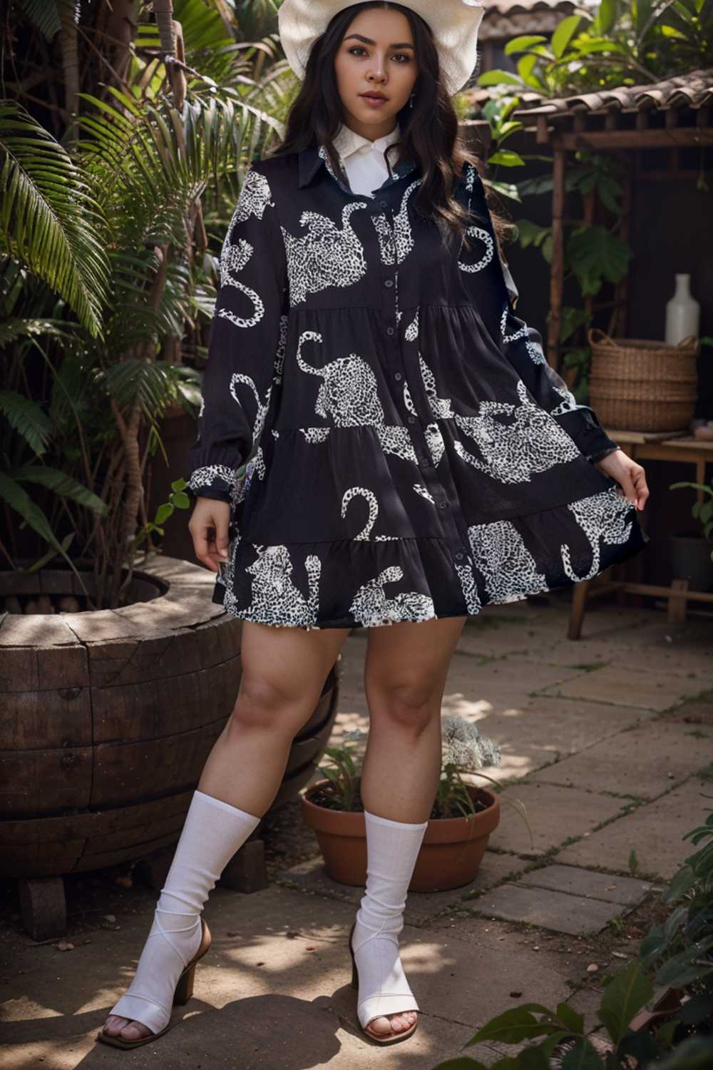 leopard print collared button up shirt dress with ruffled sleeves