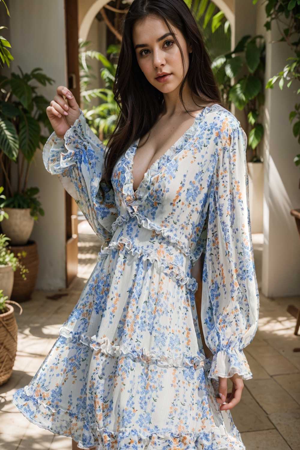 loose leopard print v neck dress drop shoulder a line closed cape paneled