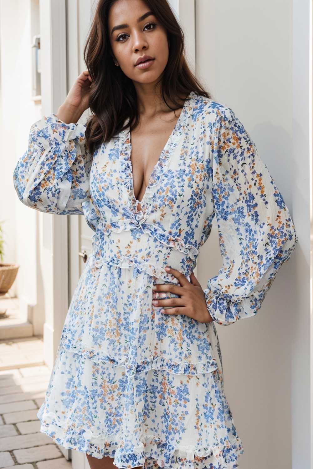 loose leopard print v neck dress drop shoulder a line closed cape paneled