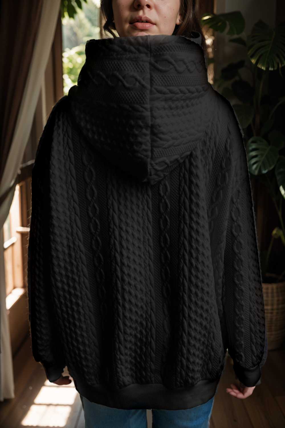plus size casual hoodie women s plus solid ribbed long sleeve slight stretch hoodie drawstring sweatshirt